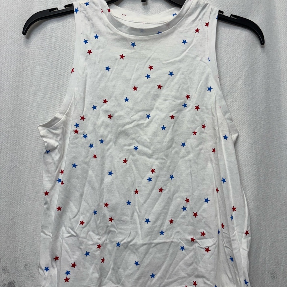 Fifth Sun White and Blue Sleeveless Muscle Tee